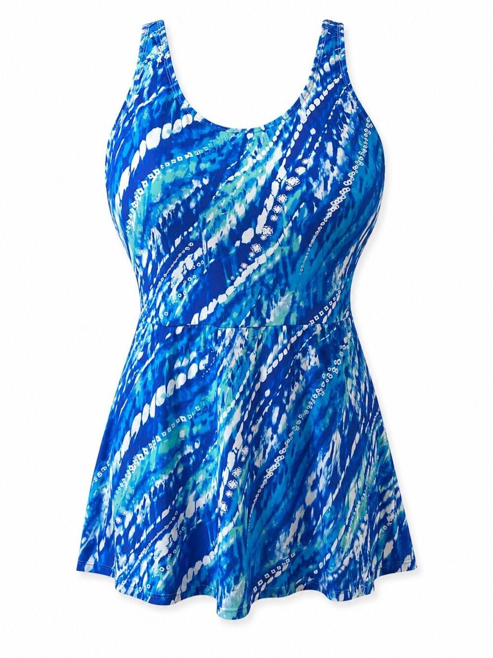 Swimsuits For All Blue Abstract Print Swimdress Size 22